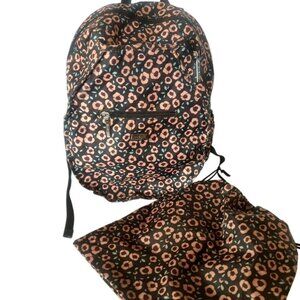 Hadaki Eco-Friendly Vegan Tennis Backpack With Ditty Bag  Pink Floral Print